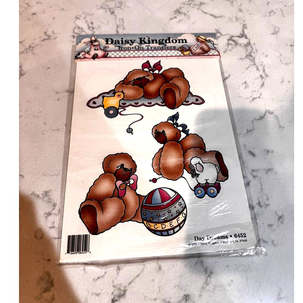 vintage Daisy Kingdom "Day Dreams" Iron-On Transfer Sheet Teddy Bear and toys
